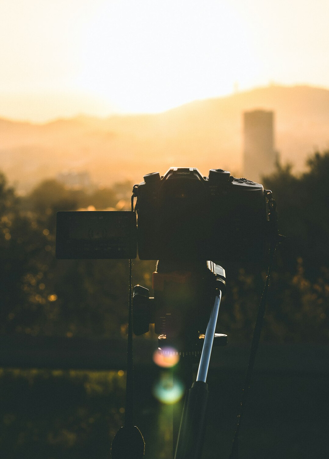 Camera on a tripod on a film and television set