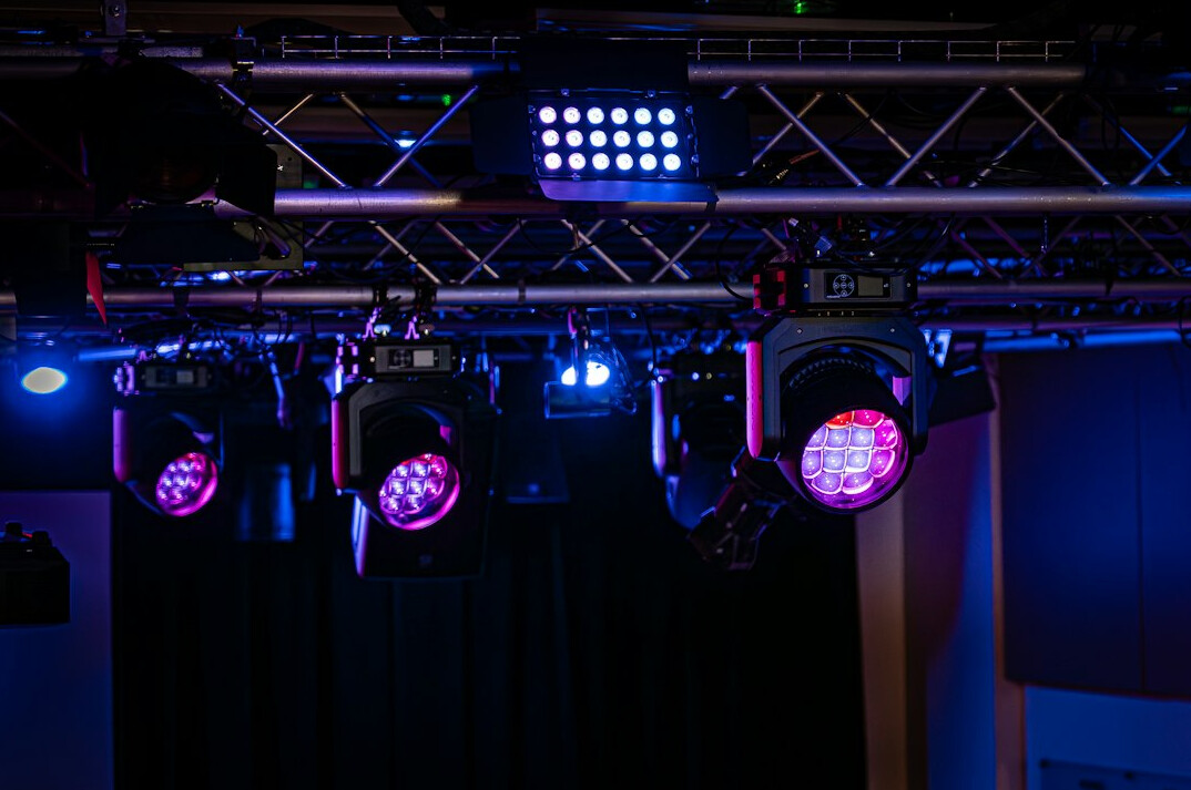 Stage with lighting rigs prepared for a live event broadcast